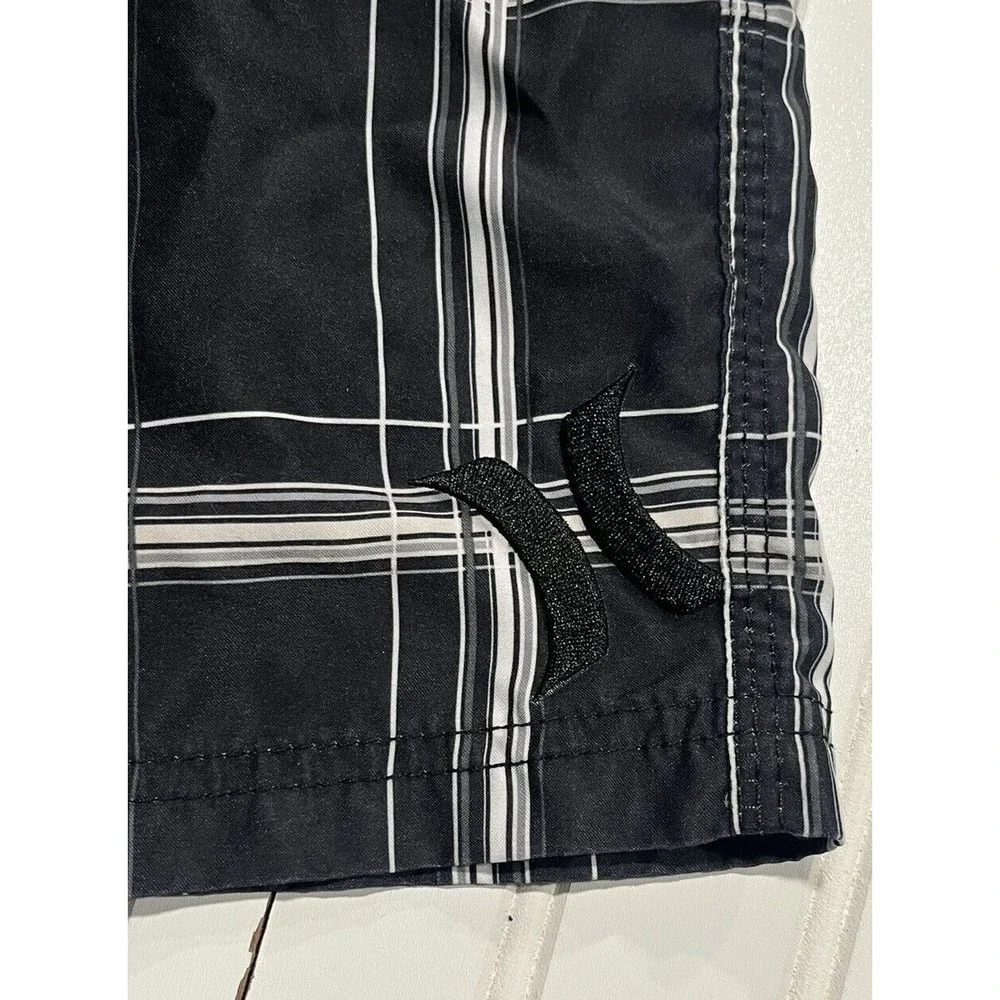 Hurley Men's 30 Striped Black‎ Swim Trunks Board Shorts